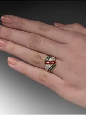 Synthetic Cubic Zirconia Cocktail Ring.